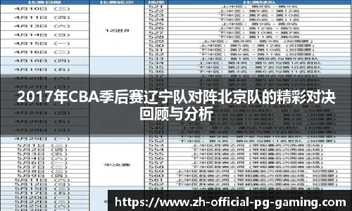 2017年CBA季后赛辽宁队对阵北京队的精彩对决回顾与分析
